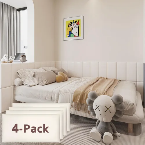Miniatura 12 de YU LI 3DH 3D Almohadillas de pared anticolisión para niños, autoadhesivas, 4 piezas, paneles de cabecero en negro para pared, cabecero despegar