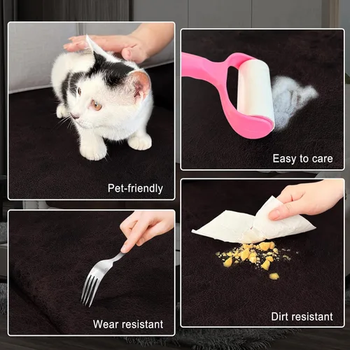 Miniatura 5 de ANARACHON Fundas de cojín de sofá con aspecto de cuero, juego de fundas de asiento de sofá, protector de muebles para sillón seccional, sofá biplaza