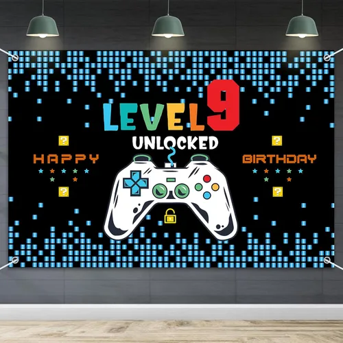 Miniatura 11 de HAMIGAR Telón de fondo Baner de Feliz 5º cumpleaños de 6 x 4 pies - Decoración de cumpleaños desbloqueada nivel 5 suministros de fiesta para niños