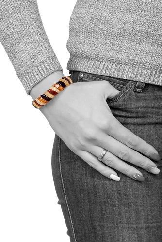Miniatura 3 de AMBERAGE Pulsera elástica de ámbar báltico natural para mujer, hecha a mano con cuentas de ámbar báltico pulidocertificado (Multi), Ámbar, ámber