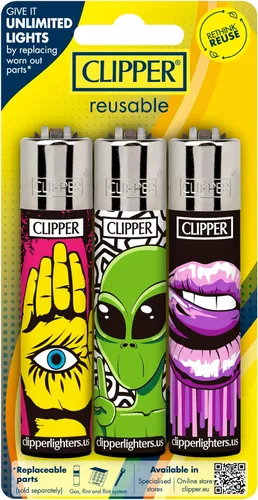 Miniatura 9 de Clipper - Encendedor clásico grande reutilizable - Paquete a granel de encendedores recargables icónicos premium - Reemplaza butano, pedernal