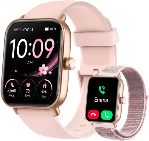 Miniatura 11 de Quican Relojes inteligentes para mujer, compatibles con teléfonos iPhone y Android, llamadas, monitor de frecuencia cardíaca/sueño, Alexa, reloj