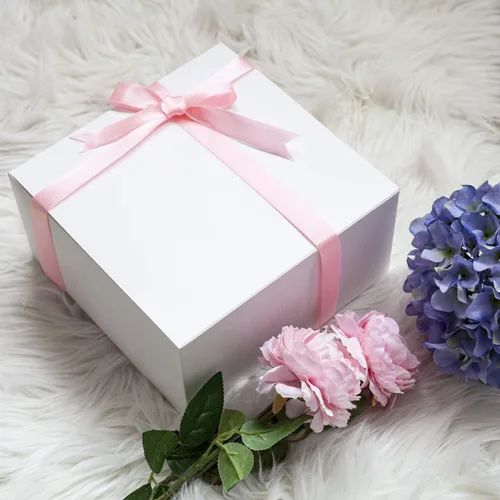 Miniatura 2 de GEFTOL Caja de regalo, paquete de 10 cajas plegables de 8 x 8 x 4 pulgadas, caja de regalo de papel para damas de honor, para novia, fiesta de Blanco
