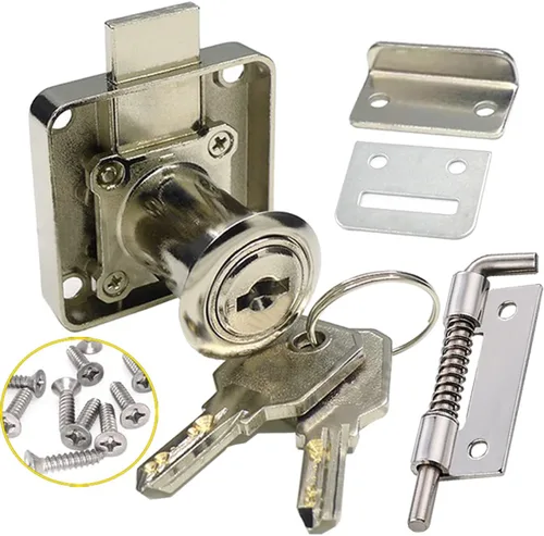 Miniatura 8 de Cerradura de seguridad pesada para armario con llaves (con llave similar), puerta doble individual, uso general, se adapta a paneles de madera