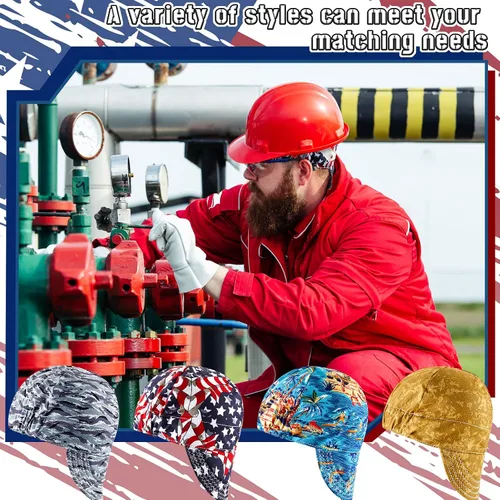 Miniatura 5 de Hercicy 4 gorras de soldadura de algodón resistentes al fuego para hombres y mujeres, gorras de soldador para la mayoría de cascos, sombrero
