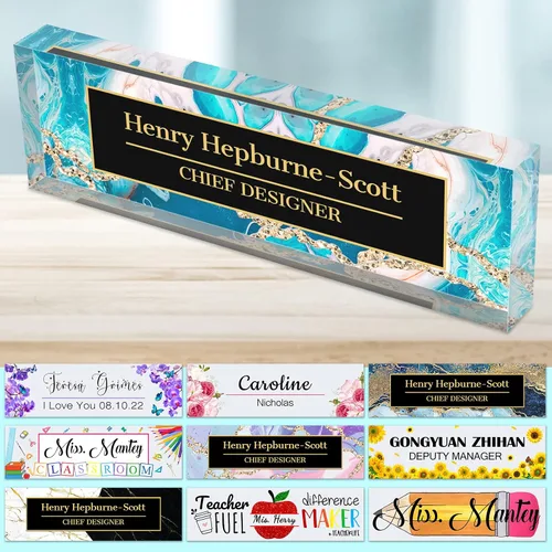 Miniatura 37 de Placa de nombre de escritorio personalizada para profesores, placa de nombre para escritorios, placa de escritorio de vidrio acrílico transparente