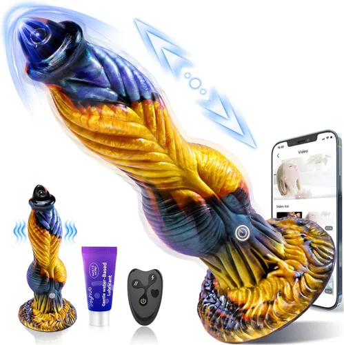 Miniatura 10 de Juguetes sexuales con consolador de empuje y vibrador - Consoladores anal enormes y gruesos de 10.2" 4EN1, consolador monstruo grande actualizado