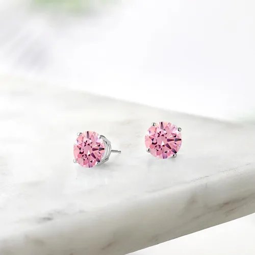 Miniatura 132 de Gem Stone King Aretes de plata de ley 925 con piedra natal redonda de 0.276 in para mujer