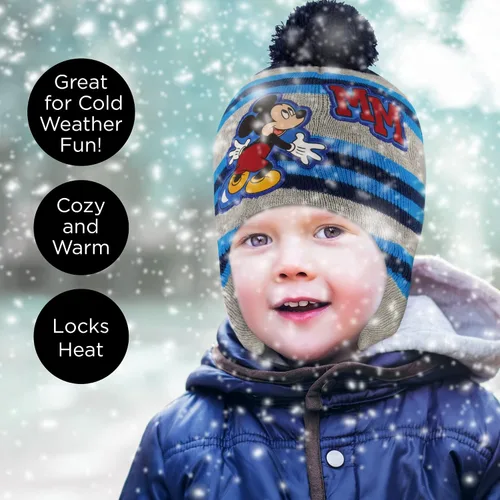Miniatura 7 de Disney boys Winter Hat and Mitten Set, Mickey Mouse Toddler Beanie for Ages 2-4
