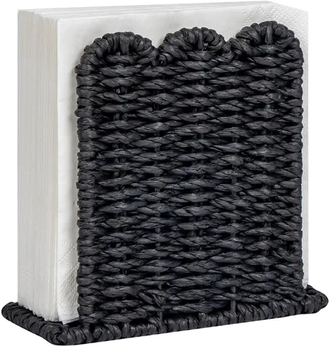 Miniatura 9 de CubesLand Servilletero festoneado para decoración de baño, dispensador de servilletas plano de cuerda de papel, bandeja para toallas de invitados