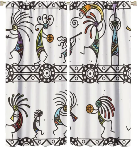 Miniatura 52 de Kokopelli - Cortinas opacas para cocina, decoración de sala de estar, dormitorio, 21 x 45 pulgadas, 2 paneles