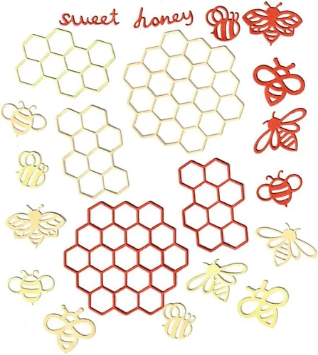 Miniatura 5 de 2 troqueles de corte Honeycom, 5 piezas de abejas dulce miel troqueladas de metal para plantillas de plantillas para tarjetas de álbumes de recortes