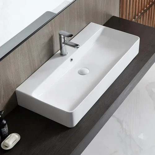 Miniatura 14 de Eridanus Lavabo de Baño 30" x 16" Lavabo Rectangular de Sobreponer, Montaje en Pared Sobre Mostrador Lavabo de Tocador, Lavabo de Cerámica Blanca