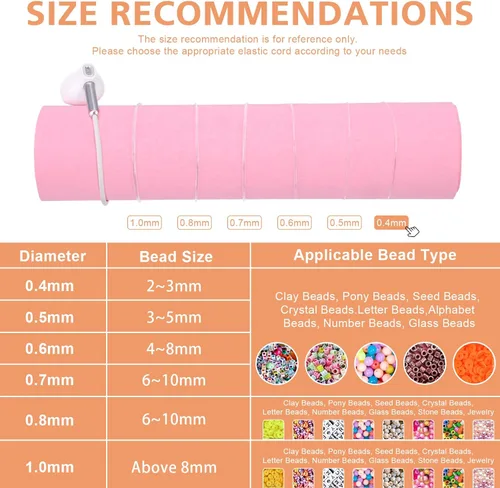 Miniatura 6 de UOOU Cuerda de pulsera de 0.016 in/4 rollos, cuerda elástica para pulseras, hilo de cuentas transparente elástico de 196.9 ft con agujas de cuentas