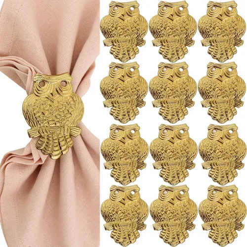 Miniatura 10 de ALPHA Living HOME Juego de 12 servilleteros de pavo y pájaros, soportes de metal modernos de alta calidad para elegantes ajustes de mesa, perfectos