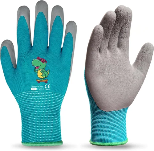 KDK Guantes de jardinería para niños de 3 a 5 años, guantes de trabajo de patio para niños pequeños, jóvenes, niñas, niños, guantes de goma de