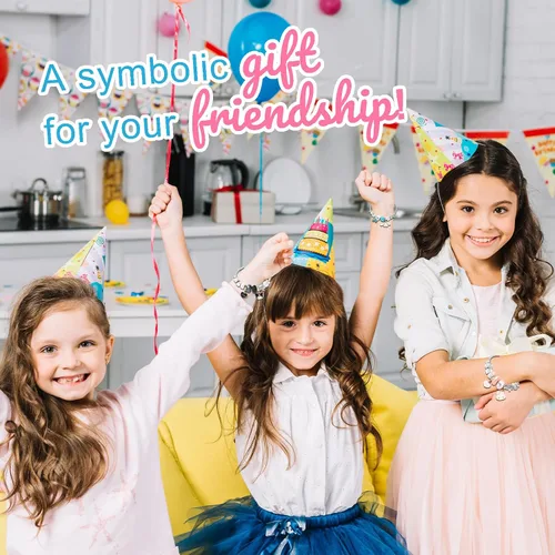 Miniatura 7 de Juego de 4 pulseras kawaii con cuentas, lindas pulseras de dibujos animados para mujeres y niñas, pulseras de amistad a juego, Cristal, cristal