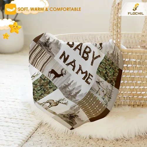 Miniatura 6 de FLOCHIL Manta de bebé personalizada para niños, manta de bebé personalizada con nombre, manta de bebé de bosque personalizada, regalo para baby