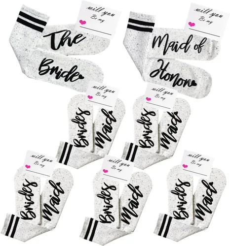 Miniatura 9 de WIFFGO Regalos de dama de honor para mujeres, regalos de despedida de soltera, calcetines peludos de compromiso, lindos calcetines de novia, regalos