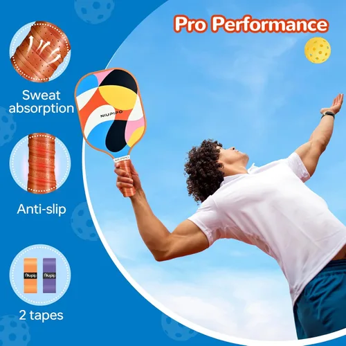 Miniatura 3 de niupipo Pickleball Paddles Set of 2 or 4, USAPA Approved Fiberglass Pickleball Paddle Set with Balls and Bag, Polypropylene Honeycomb Core, 1.