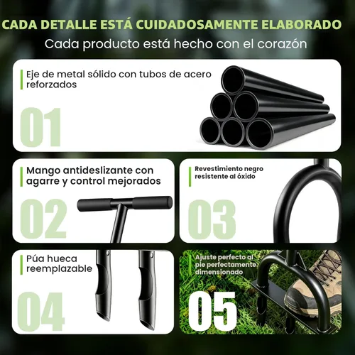 Miniatura 4 de Herramienta de aireación manual para el césped – Aireador de suelo manual resistente con 3 dientes huecos, removedor de tapones de césped y jardín