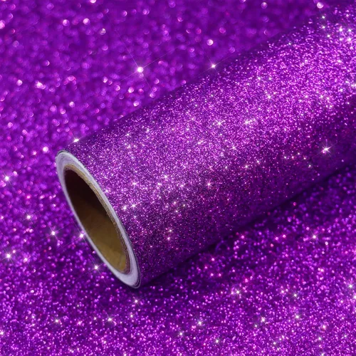 VEELIKE Papel tapiz con purpurina púrpura brillante, para pegar y despegar, papel de contacto con purpurina extraíble de 15.7 x 354 pulgadas,