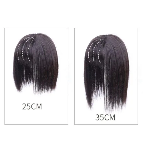 Miniatura 5 de RemeeHi - Peluca sintética de aspecto natural con clip y flecos 3D para cabello fino, 14 pulgadas, color marrón claro