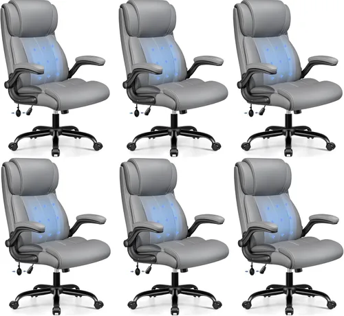 Miniatura 20 de BESTFAIR Silla de Oficina Ergonómica - Silla de Escritorio para Computadora, Sillas Ejecutivas de Cuero con Respaldo Alto, Soporte Lumbar Ajustable