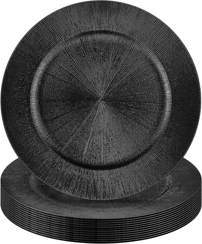 Miniatura 18 de Tanlade 50 Platos Base Plateados al Por Mayor, Plato Base Redondo de Plástico de 13", Platos Base Brillantes Plateados para Mesa, Platos de Servicio