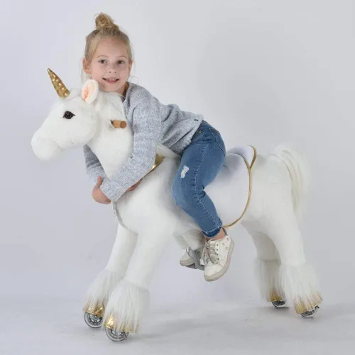 UFREE Juguete de unicornio para montar, unicornio de peluche caminante para niñas, regalo de cumpleaños para niños de 4 a 9 años, altura de 36