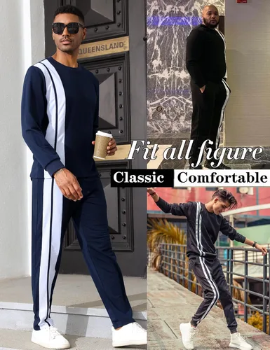 Miniatura 5 de Babioboa Men's Long Tracksuit Basic T Shirt & Sweatpants set 2 Pockets Regular Two Piece Casual Daily Duty-off