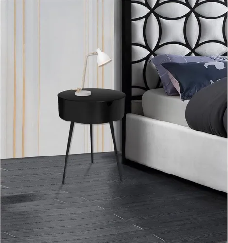 Miniatura 2 de Meridian Furniture Bali Collection Modern Mesita de noche contemporánea de metal duradero, 16 pulgadas de ancho x 16 pulgadas de profundidad x 23