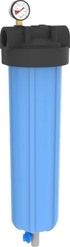 Miniatura 4 de Pentair Pentek 150360 PBH - Carcasa de filtro de bolsa azul grande, conjunto de recipiente de bolsa NPT #10 de 1 pulgada con manómetro, llave