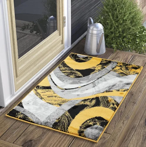Miniatura 23 de Yafa Home Fashion Alfombra moderna y contemporánea con diseño de remolinos, lujosa, elegante y moderna (negro/gris, 2 pies x 3 pies)