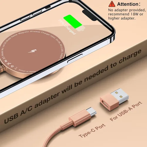 Miniatura 6 de Cargador inalámbrico magnético para iPhone: Compatible con cargador Magsafe iPhone 17 16 15 14 13 12 Serie y Airpods 4 3 2 Pro - Carga rápida de 15