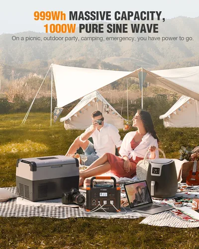 Miniatura 4 de GRECELL 1000W - Generador solar con panel solar portátil de 200W, estación de energía portátil de 999Wh, generador con batería de litio de respaldo