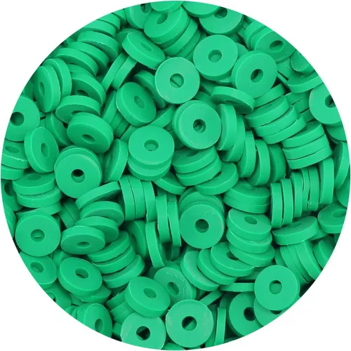 Bundooraking - 2000 piezas Cuentas de arcilla verde (6 mm) para hacer joyas, cuentas Heishi para pulseras, collares y aretes, accesorios para