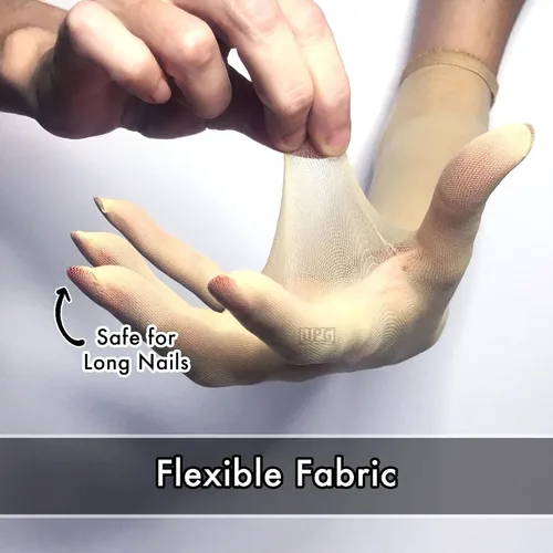 Miniatura 3 de Nude Illusion Second Skin - Guantes transparentes sin costuras con costura superior elástica en beige, bronceado sobre el codo unisex