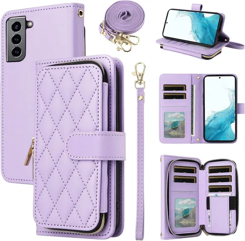 Miniatura 10 de Funda de Cartera para Samsung Galaxy S20 FE 5G de 6.5 Pulgadas con Correa para Muñeca, Billetera con Cremallera y más de 9 Ranuras para Tarjetas
