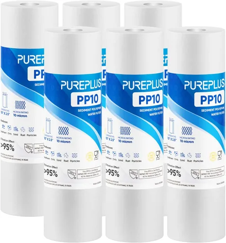 Miniatura 10 de PUREPLUS Cartucho de filtro de agua para sedimentos para toda la casa de 10 x 2.5 pulgadas, repuesto para cualquier unidad de RO de 10 pulgadas