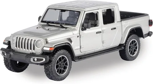 Motormax Motormax 79365 - Camión pickup de juguete Gladiator Overland (parte superior cerrada) plateado metálico 124-127 modelo de auto fundido a