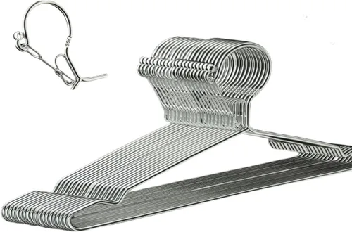 Miniatura 10 de Percha de alambre de 16.5 pulgadas con cerradura de 0.157 pulgadas, paquete de 10 perchas de acero inoxidable, delgadas, resistentes, resistentes al