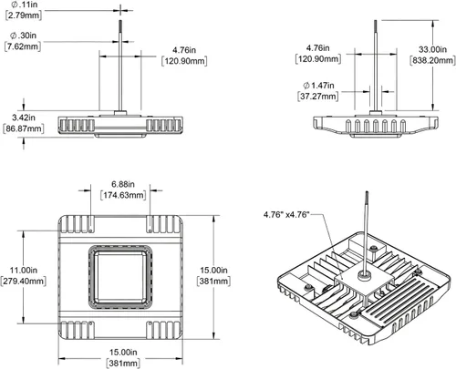 Miniatura 4 de OSTEK Luz LED para toldo, luz de estación de gas de grado comercial de 150 W, luz diurna de 5700 K, 21000 lm, montaje en superficie, lámpara