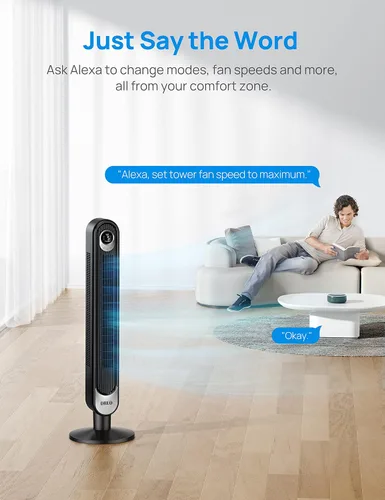 Miniatura 3 de Dreo Ventilador de torre inteligente, control de voz WiFi, compatible con Alexa/Google y ventiladores para el dormitorio del hogar, ventilador