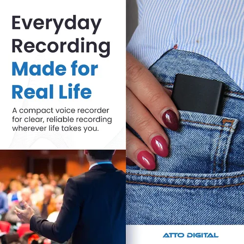 Miniatura 7 de TileRec Grabadora de audio activada por voz, dictáfono digital de 64 GB con reproducción, USB-C, caja de metal, grabadora portátil para reuniones