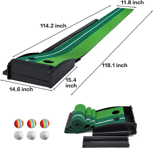 Miniatura 2 de Dollox Putting Green - Alfombrilla de Putting de Golf para Interiores, Alfombrilla con Retorno Automático de Pelota, Set de Mini Golf Accesorios