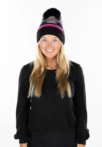 Miniatura 4 de Funky Junque Gorro para mujer, de piel sintética, con pompón, gorro de invierno de punto, cálido, suave, grueso, acanalado, gorro de calavera