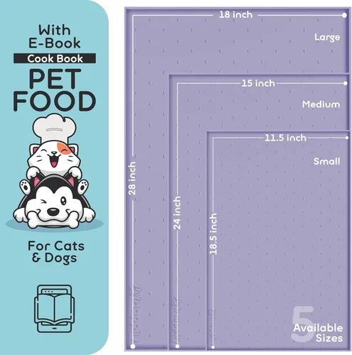 Miniatura 2 de Tapete de Comida para Perros – Tapete para Perros con Bordes Elevados para Comida y Agua Previene Derrames, Tapetes Impermeables para Comida