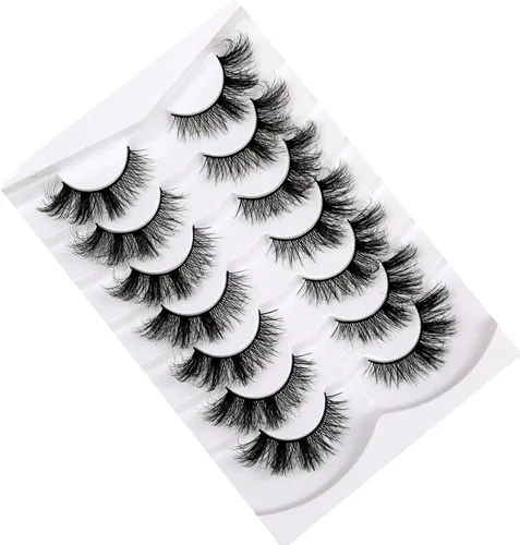 Miniatura 822 de Pooplunch - Pestañas postizas finas de visón sintético, estilo ojo de gato, naturales, cruzadas, tipo racimo, efecto 8D de volumen, tiras