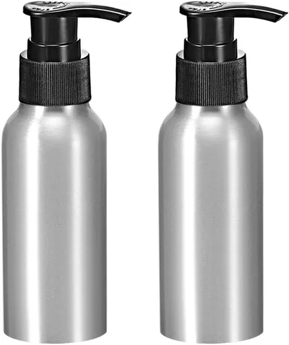 Miniatura 5 de uxcell Botella de bomba de aluminio de 4 oz/4.1 fl oz con tapa de bomba negra, botella de viaje vacía recargable para cocina y baño, 2